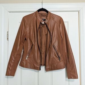 Kenneth Cole tan faux leather jacket